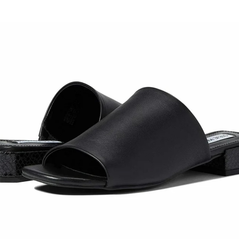 Steve Madden Black Leather Anders Heeled Sandal Women's Size 6.5